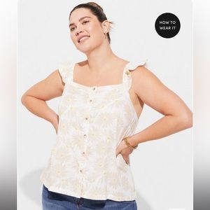 Torrid Double Gauze Ruffle Button Front Tank Top Size 3X NWT